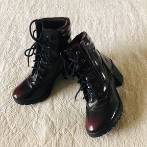 Burgundy Zip Up Booties
